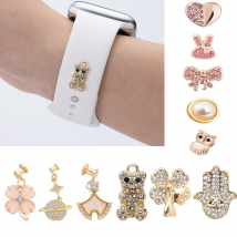 DIY Decoration Ring for iWatch/Galaxy watch 4/Classic/3 Bracelet Band Silicone Watch Band Globe Decorative Nails