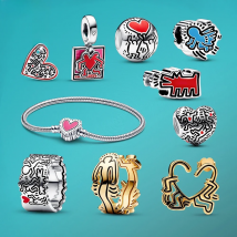 Ahthen 925 Sterling Silver Love Figures Art People Walking Heart Charms fit Snake Chain Bracelets Radiant Heart Bracelets