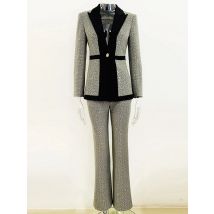 HIGH QUALITY 2025 Newest Designer Fashion Runway Suit Set Women Glitter Squined Blazer Jacket Pants Set