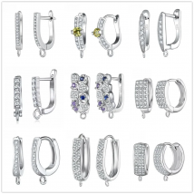 Delicate 925 Sterling Silver Cubic Zirconia Earrings Hoop Hook for Jewelry Making Brincos Finding Accessories