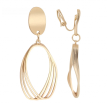 GRACE JUN Korea Style Gold Color  Copper Material Geoemtric  Clip on Earrings Without Pierced Elegant Cuff Ear Clip Anti-allergy