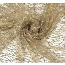 2yards Champagne Gold White Stripes Water Waves Glitter Powder Mesh Gauze Fabric for Dress