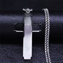 Christian Bible Cross Chain Necklace Stainless Steel Pendant Necklace for Men Religious Prayer Jesus Jewelry corrente masculina
