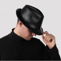 2025 Genuine Leather Wide Brim Stetson Fedoras British Hats For Men/Women Gentman Black 55-62cm Fitted Jazz Hip-Pop Gorras