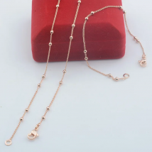 3mm Double Bead Round Link Chain Bracelet Necklace 585 Rose Gold Color Set Jewelry