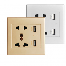 DepoGuye AC 110-250V UK Standard Socket Panel, 5V 2.1A Dual USB Mobile Phone Charger International Universal Power Outlet 86mm