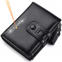 Men Wallets Short PU Leather Double Zipper Hasp Men Purses Card Holder Coin Pocket Vintage High Quality Brand Men Wallets