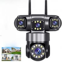10K 20MP Home Security Outdoor WiFi Camera 4 Lens 4 Screen 360° 16X Zoom CCTV Wireless Surveillance PTZ Cam Security Protection