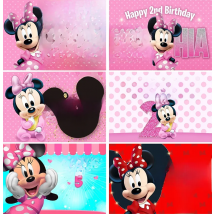 Benutzerdefinierte Mickey Minnie oder Maus Hintergrund Glitter Bogen Baby Dusche Mädchen Glücklich