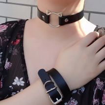 Hot Punk Harajuku Collar Choker Necklace Kit head PU Leather Choker Punk Goth  Handmade Neck Bracelet animal Jewelry wholesale