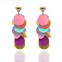 FishSheep 2018 Fashion Bling Sequins Long Tassel Earrings For Women Handmade Bohemian Colorful Drop Earrings Statement Jewelry