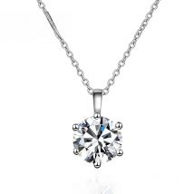 NeeTim 2.0ct VVS1 D Color Moissanite Necklace 925 Soild Sterling Silver Chain with Certificate Fine Jewelry for Woman