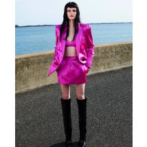HIGH STREET Newest 2026 Designer Runway Suit Set Women's Satin Double Breasted Blazer Camis Mini Skirt Suit 3pcs Set