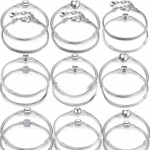 2Pcs/Lot Special Offer 3mm Silver Color Snake Chain Charm Bracelet For Women Men Fit DIY Bracelets Jewelry Gift Wholesale