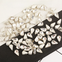 RESEN Sell at a loss 5X8/6x10//8x13mm Sliver Claw Teardrop Crystal Stones Flatback Glass Strass For Diy Garment Accessories