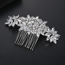 SLBRIDAL Luxury Trendy Prong Setting Cubic Zircon Bridal Hair Comb Wedding Headpieces Women Girls Jewelry Hair Accessories