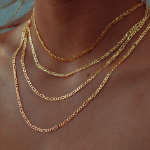 Figaro Chain Necklace Stainless Steel Link Gold Color Choker Necklace Layered Women Girls 14"  18" 20" 24"