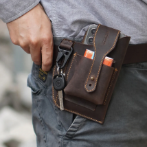 Fanny Waist Bag Men Genuine Leather Belt Bum Leg Hip Packs for Men 6-7.5inch Cell Phone Cigarette Lighter Box Case Outdoor Pouch