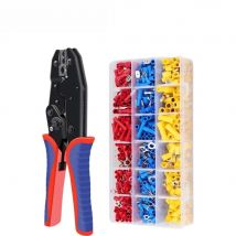 Crimping pliers HS-30J+700PCS cold crimp terminal set pre-insulated terminal pliers electrician labor-saving crimping pliers