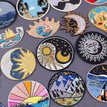 Adventure Camping Clothing Thermo Adhesive Patches On Clothes DIY Sun Stripes Clothing Stickers Sea Wave Badges On Backpack