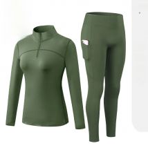 Autumn And Winter Women's Warm Clothing Yoga Self-Cultivation Two-Piece Suit Plus Velvet Sportswear Sports Fitness Sportswear