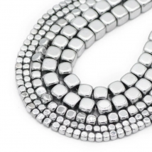 Cube Silver Plated Hematite Natural Stone Square Spacer Loose Beads For Jewelry Bracelets Making Diy Accessories 2/3/4/6MM 15''