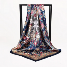 [BYSIFA] Women Rose Silk Scarf Shawl Spring Autumn Large Orange Green Square Scarves Wraps New Design Ladies Head Scarf Cape