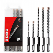 EZARC 5PC 2/4-Cutter Carbide Tips SDS-Plus Rotary Hammer Drill Bit Set for Reinforced Concrete, Masonry, Marble, Brick and Tile