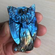 Natural Crystals Labradorite Crystal Stone Hand Carved Angel Xangsane  Blue Moonstone Pendant Decoration