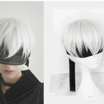 NieR:Automata 9S Silver Grey Short Wig YoRHa No. 9 Model S Men Anime Cosplay Wig (not including black eye patch) + Wig Cap