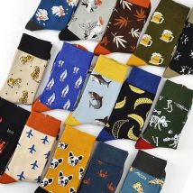 Men Socks Cotton Hiphop Funny Crew Socks  Harajuku Casual Cartoon Animal Fruit Dog Women Socks Novelty Gift Socks