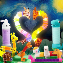 3D Luminou Pop Tube Toy Silicone Alpaca Unicorn Push It Bubble Balls Decompression Pipe Anti-stress Fidget Kids Adults Gifts