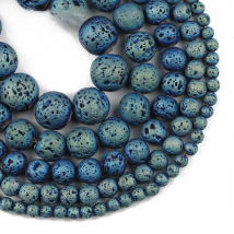 WLYeeS Natural Stone Green Plating Lava Bead Volcanic Rock Loose Bead for Jewelry Making 4 6 8 10 12mm DIY Bracelet Necklace 15"