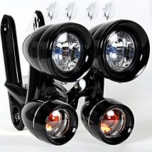 Gloss Black Fairing Mounted Driving Lights Turn Signals For Harley 1996-2013 Elctra Street Glide&1996-2023 Road King
