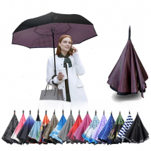 2023 Folding Long Shank Double Layer Inverted Umbrella Windproof Reverse C-Hook male golf umbrella reverse Umbrellas For Women