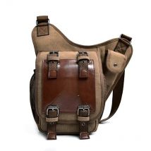 Men Crossbody Bags Male Canvas Shoulder Bags Boy Messenger Bags Handbags for Travel Vintage Style Casual Brown Bag bolsos hombre
