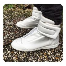 Men's Casual Shoes hot sale men white shoes glazed leather flats street fashion hook&loop high top male trainers dress shoes