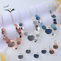 MeiceM Fashion Statement Necklace Set Large Pendant Trendy Woman Jewelry 2022  Woman Silver Color Necklaces Sets for Women