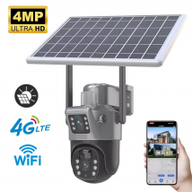 Cámara Solar inalámbrica PTZ de 4MP para exteriores, lente Dual, pantalla Dual, 4G, IP, Panel Solar, Audio, cámara de vigilancia de seguridad PIR