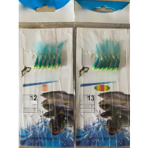10 Packages Green Rubber Sabiki Fishing Bait Sea Rigs Gang Golden Hooks Carp Saltwater Lures