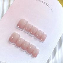 10pcs Pink French Handmade Nails Short French style Handmade Wear Nail for Women&Girl Whitening Nail Stickers False Nail