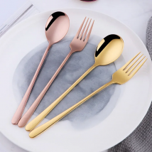 2pcs Stainless Steel Spoon & Fork Cutlery Set Dishwasher Safe Tableware For Kitchen Food Server Gold Spoons Dinnerware Set