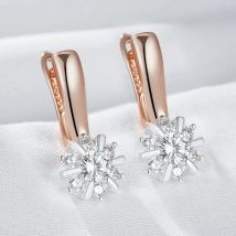 Wbmqda Shiny Silver Color Crystal Flower Dangle Earrings For Women Bride Wedding 585 Rose Gold Jewelry Accessories