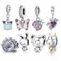 bamoer Enamel Retro Peacock Series Charm fit Original Bracelets & Bangle 925 Sterling Silver Fine Jewelry SCC1558