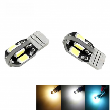 2 X W5W Canbus Error Free T10 Warm White Iceblue 8 5730 SMD LED Car Side Wedge Light Reading Dome Bulb 12V Instrument Panel Lamp