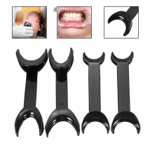 4pcs Dental Tool T-Shape Black Intraoral Cheek Lip Retractor Opener Double Head Orthodontic Teeth Mouth Opener Size Small+Large