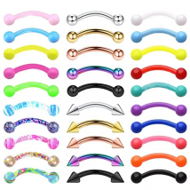 2/5/10Pcs Mix Eyebrow Piercing Set Curved Barbell Earring Rook Piercing Bulk Tongue Piercing Snake Bite Eyebrow Jewelry Pack