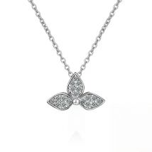Glitter Four-leaf Clover 925 Sterling Silver Necklace Pendants For Women Clothes Match Decoration Fine Jewelry