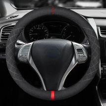 Suede Steering Wheel Cover Slim Non-Slip D-Shape Round Breathable Sweat Absorbing Flip Fur Handlebar Cover Four Season Universal