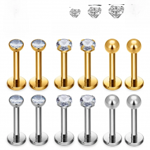 10PCS G23 Titanium Labret Piercing Lip Ring 16G F136 Internal Thread Nose Stud Earring Tragus Helix Cartilage Piercing Jewelry
